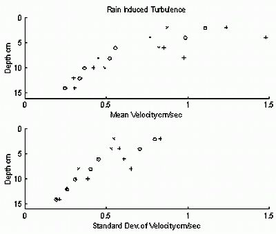 Mean sub-surface velocity measured under rainy conditions